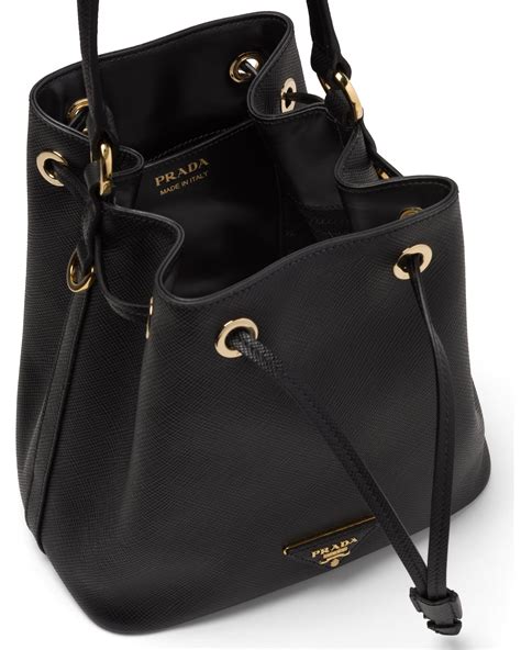 prada bucket bag saffiano leather gold tone black|authentic Prada saffiano.